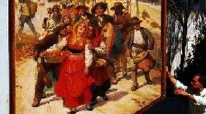 José Malhoa - Pormenor da pintura "A caminho da romaria".