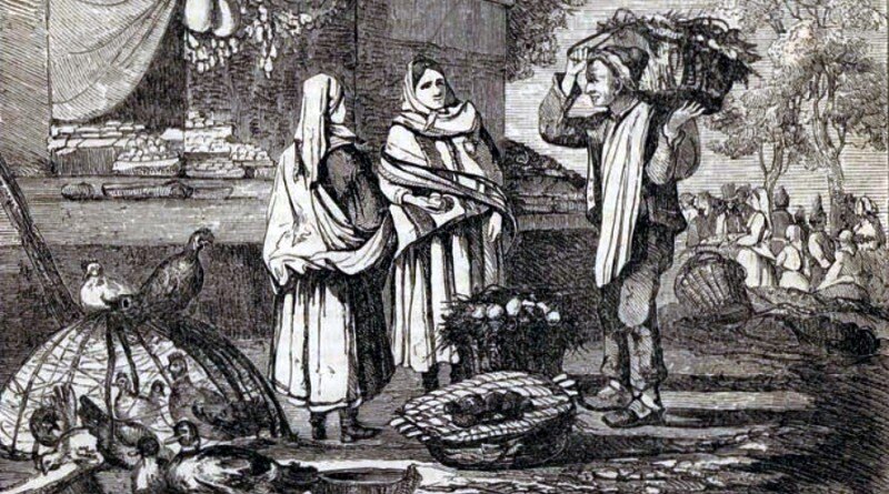 Saloias vendendo na Praça da Figueira - Lisboa, em 1860