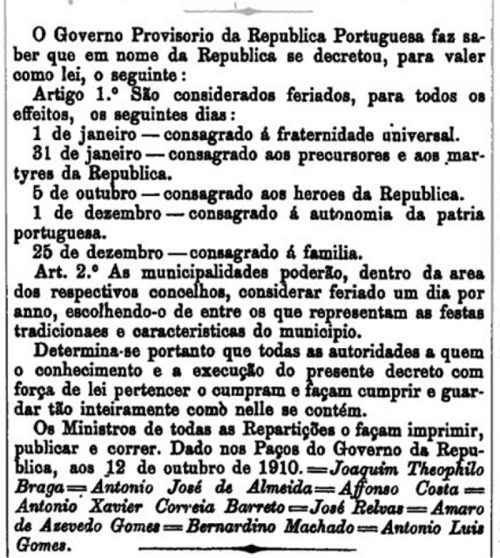 Decreto de 12 de outubro de 1910