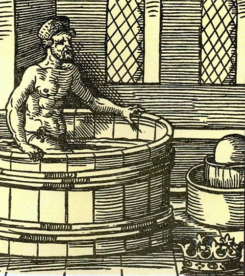 Arquimedes sai da banheira a gritar, Eureka!