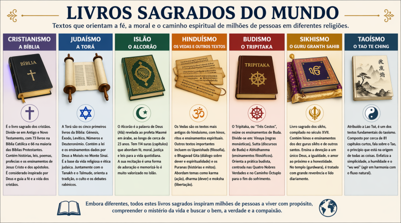 Os livros sagrados de diversas religiões